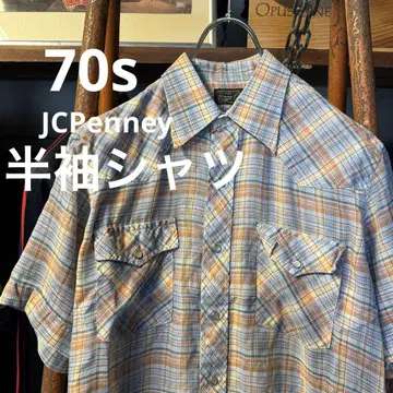 70년대 빈티지 반팔 셔츠 JCPenney 반팔 셔츠 체크 무늬