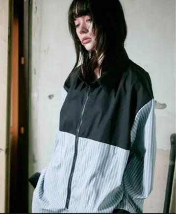 0658 안단테 앞지퍼 셔츠 / 블랙&블루