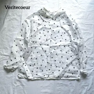 Veritecoeur 린넨 도트 블라우스 도트 풀오버