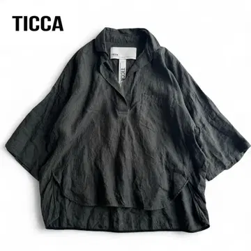 고품질 TICCA 티카 린넨 100% 스키퍼 블라우스 그린