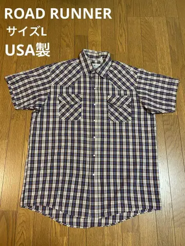 ROAD RUNNER 사이즈 L 체크 셔츠 USA제