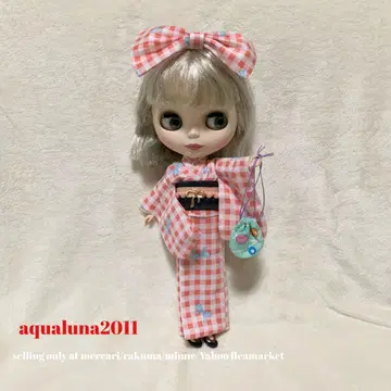브라이스 유카타 핑크 체크 7종 세트