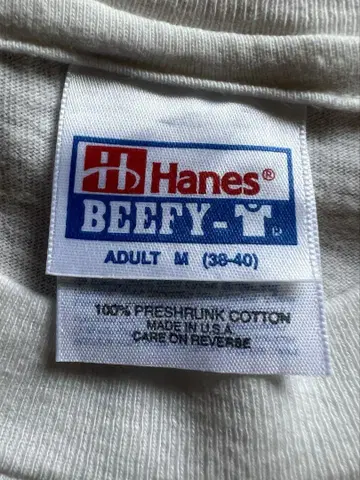 M 사이즈 HANES BEEFY 무지 티셔츠 USA제 데드스탁