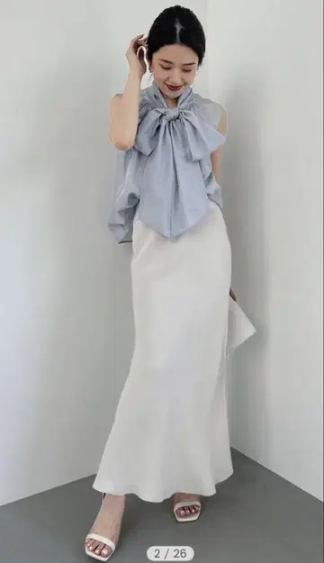 애뉴언스 피브리 큐프라 내로우 스커트 LIGHT GREY S 사이즈