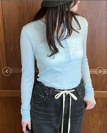 Mila Owen 울 혼방 헨리넥 시어 롱 T