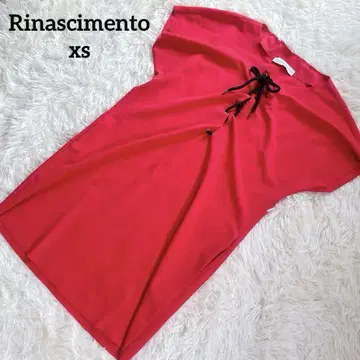 Rinascimento 레이스업 리본 원피스 레드 프렌치 슬리브