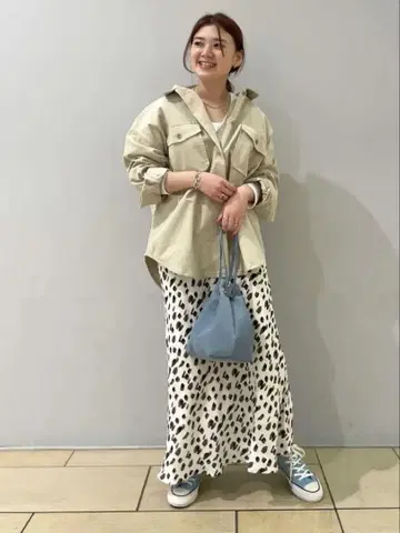 SLOBE IENA 투톤 애니멀 도트 머메이드 스커트
