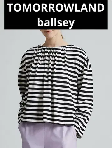 ballsey 수빈 코튼 보더 백 리본 풀오버