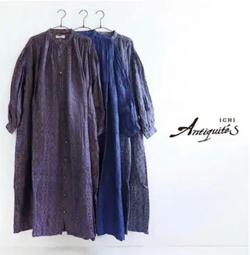 ichiantiquites 아즈텍 패턴 인디고 린넨 원피스
