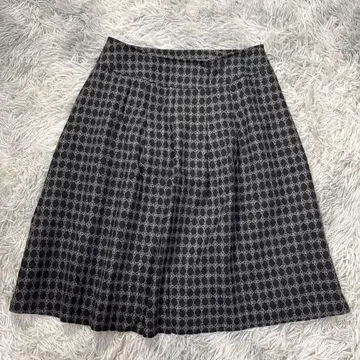 a.v.v standard 미디 스커트 L 그레이 올 패턴 플레어 울
