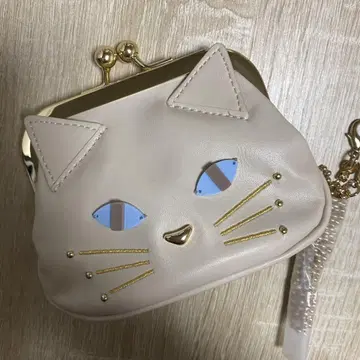 ACCOMMODE 고양이 얼굴 코인 케이스 베이지