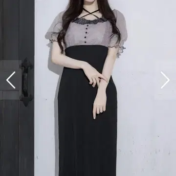 pium 피움 레이스 도킹 타이트 롱 원피스 그레이