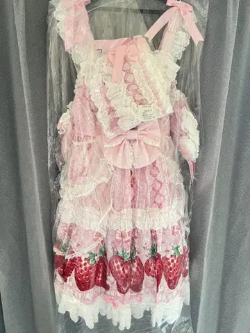 Decoration Strawberry Dress 세트 핑크