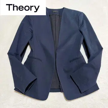 Theory 노카라 자켓 버튼리스 네이비