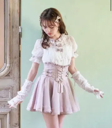 LIZLISA 레이스업 코르셋 스타일 치마바지