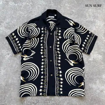 SUN SURF] 선 서핑 알로하 셔츠 오픈 카라 하와이안 긴 꼬리 새