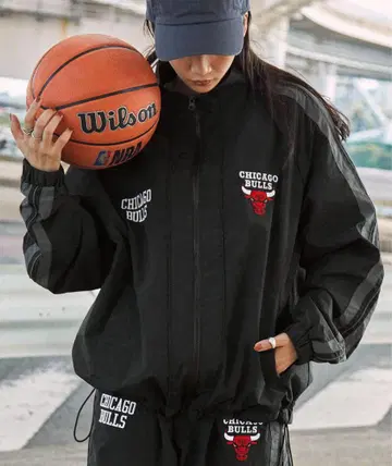 NBA 팀 로고 오버 사이즈 드로스트 발수 나일론 트랙 블루종 불스