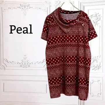'Peal' 티셔츠/튜닉 반팔 [M~L] 레드 도트 롱 얇은 소재