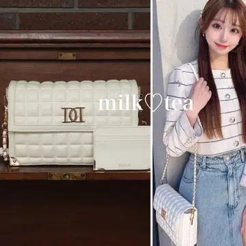 미개봉 새상품 초콜릿 퀼트 백 & 가죽 카드 케이스 다리치 화이트