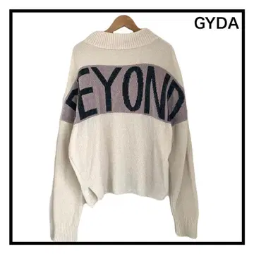 GYDA 몰 니트 스웨터 빅 로고 여성용 베이지 넉넉한 긴팔