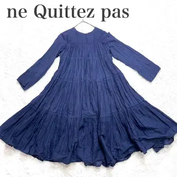 새상품급 ne Quittez pas 누키테파 코튼 보일 원피스 네이비