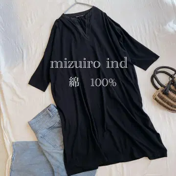 mizuiro ind 네이비 컬러 V 돌먼 원피스
