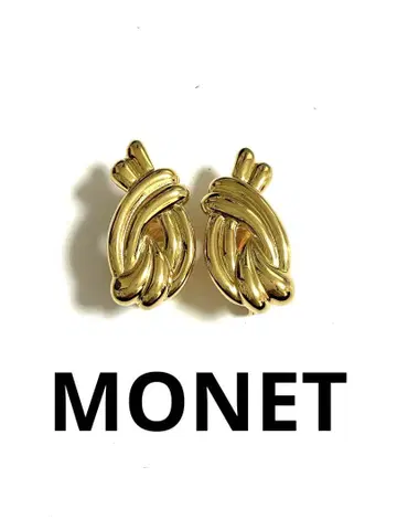 MONET 모네 귀걸이 리본 디자인 골드 컬러 빈티지