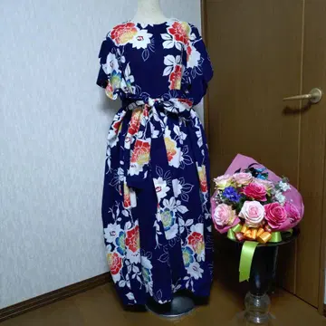 꽃잎 슬리브의 유카타 리메이크 원피스