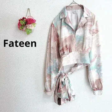 a5659 Fateen 긴팔 블라우스 숏 기장 백 리본 컬러풀