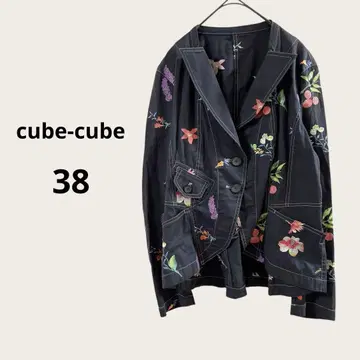 cube-cube 자켓 자수 꽃무늬 테일러드 워시 가공 38