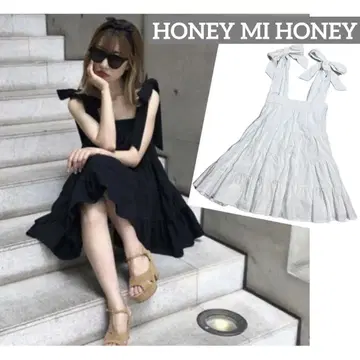 택 포함 미사용품 린넨 볼륨 원피스 HONEY MI HONEY