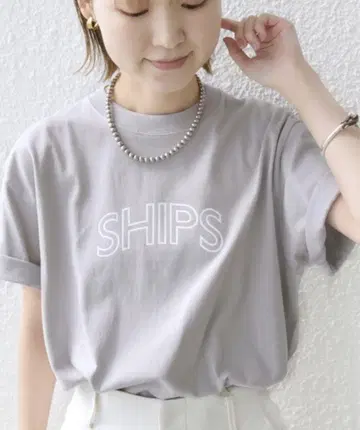 SHIPS 라운드 프린트 로고 T 셔츠 WEB 한정판