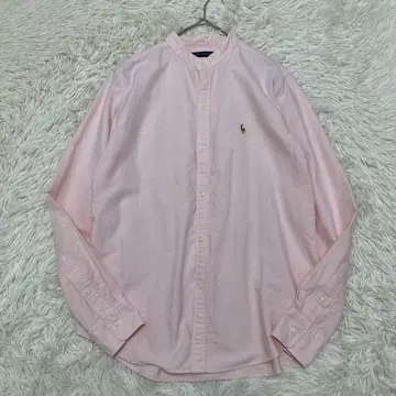 Ralph Lauren 밴드 카라 긴팔 셔츠 핑크 로고 자수