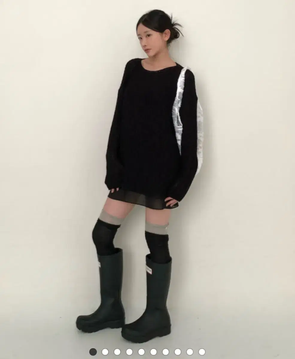 yue project BOATNECK KNIT Boatneck Knit Onepiece Black