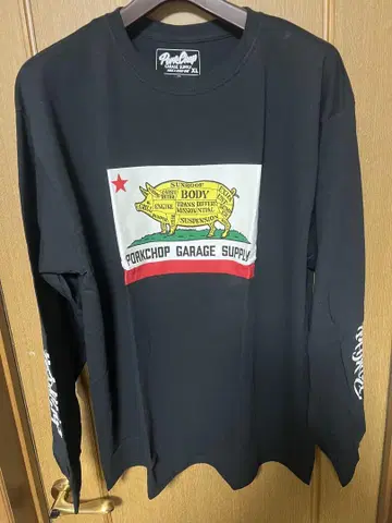Porkchop Garage Supply 블랙 롱 슬리브 티셔츠