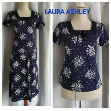 매우 새상품급 LAURA ASHLEY 코튼 블라우스 스커트 셋업
