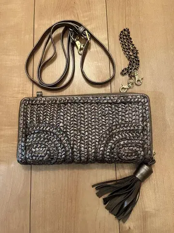 Three Four Time 라무쿠사리 뜨개질 지갑 BAG 브론즈