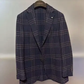 LARDINI 네이비 체크 테일러드 자켓 48 사이즈