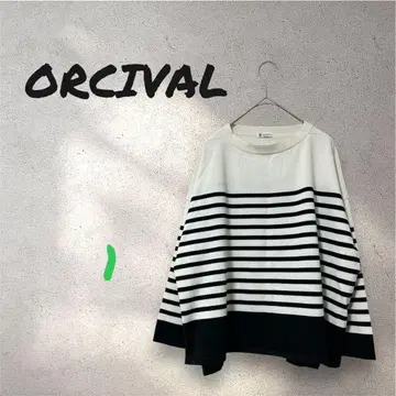 ORCIVAL 오르치발 보더 코튼 드롭 숄더 와이드 풀오버