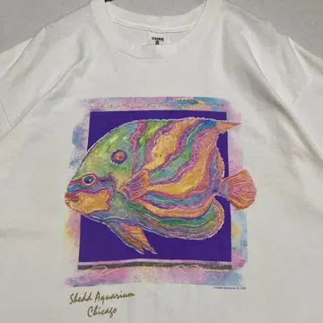 90s CHES 셰드 수족관 그래픽 아트 프린트 티셔츠