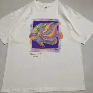 90s CHES 셰드 수족관 그래픽 아트 프린트 티셔츠
