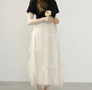hinari 튤 턱 스커트 아이보리