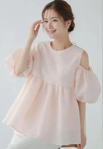 fitmore 오픈 숄더 자카드 상의 핑크 핏모어