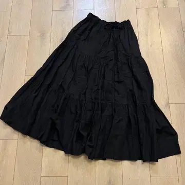 저널 스탠다드 린넨 플레어 롱 스커트 린넨 블랙 38
