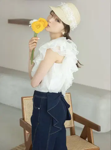 뒷면에 리본이 달린 데님 팬츠 tocco 토코 클로젯