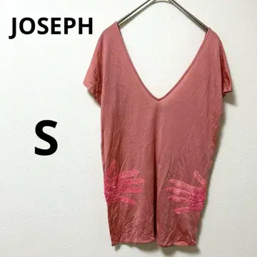 JOSEPH 살몬 핑크 슬리브리스 티셔츠 스팽글 실크