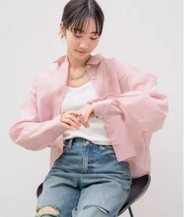 LOWRYSFARM 시어 셔츠 LS 핑크