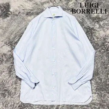 루이지 보렐리 코튼 와이드 칼라 셔츠 라이트 블루 41 L 상당 새상품급