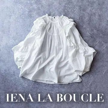 이에나 라부쿠루 일본제 블라우스 셔츠 프릴 코튼 긴팔 화이트 K10