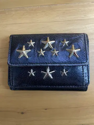 JIMMY CHOO 지미추 3단 폴더형 지갑 미니 지갑 가죽 네이비
